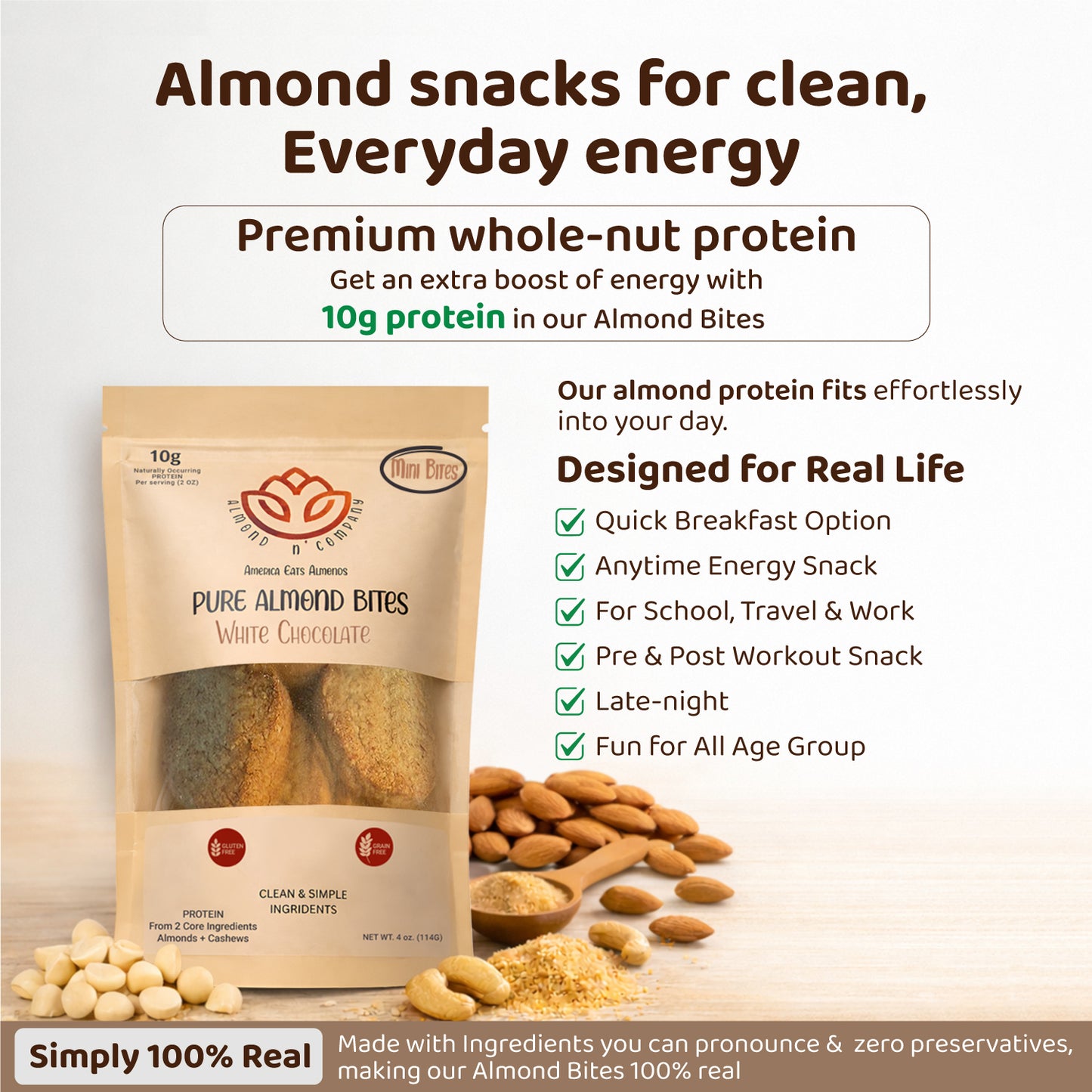 Pure Almond Bites Minis - White Chocolate (2 Packs)