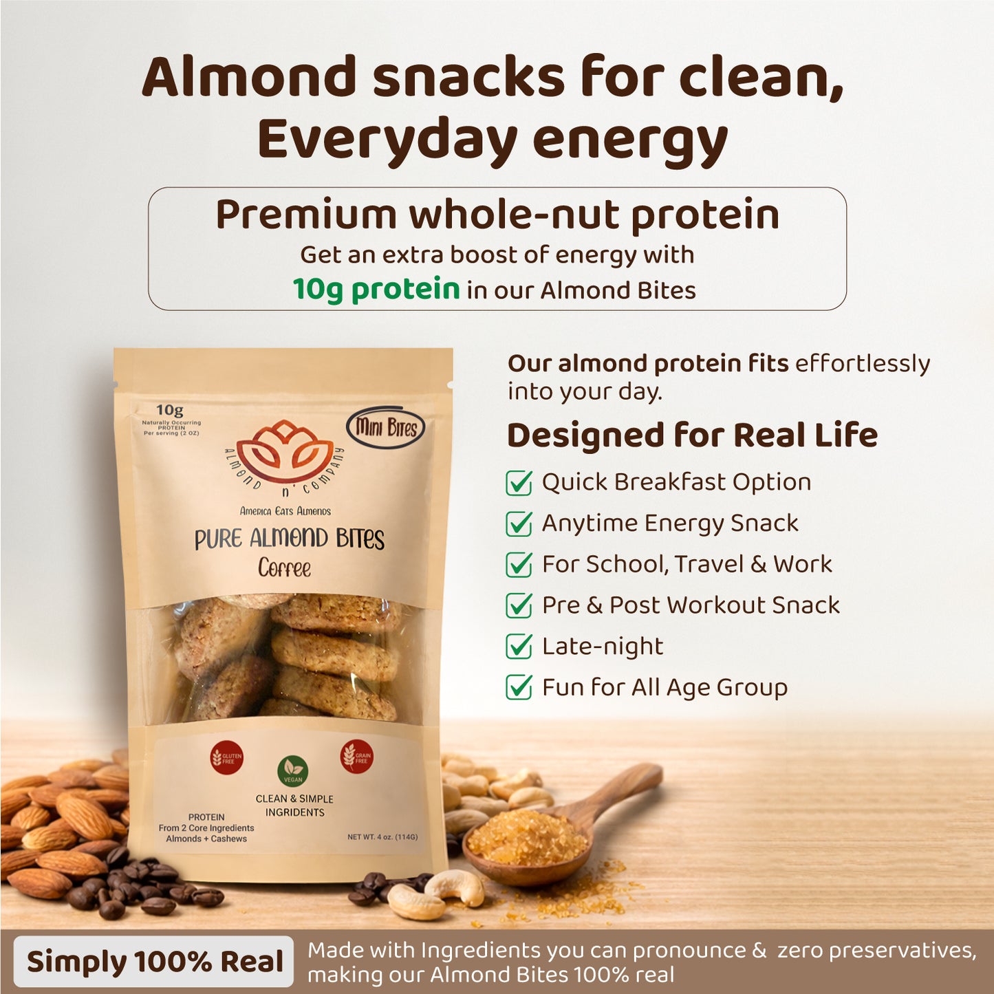 Pure Almond Bites Minis - Coffee (2 Packs)