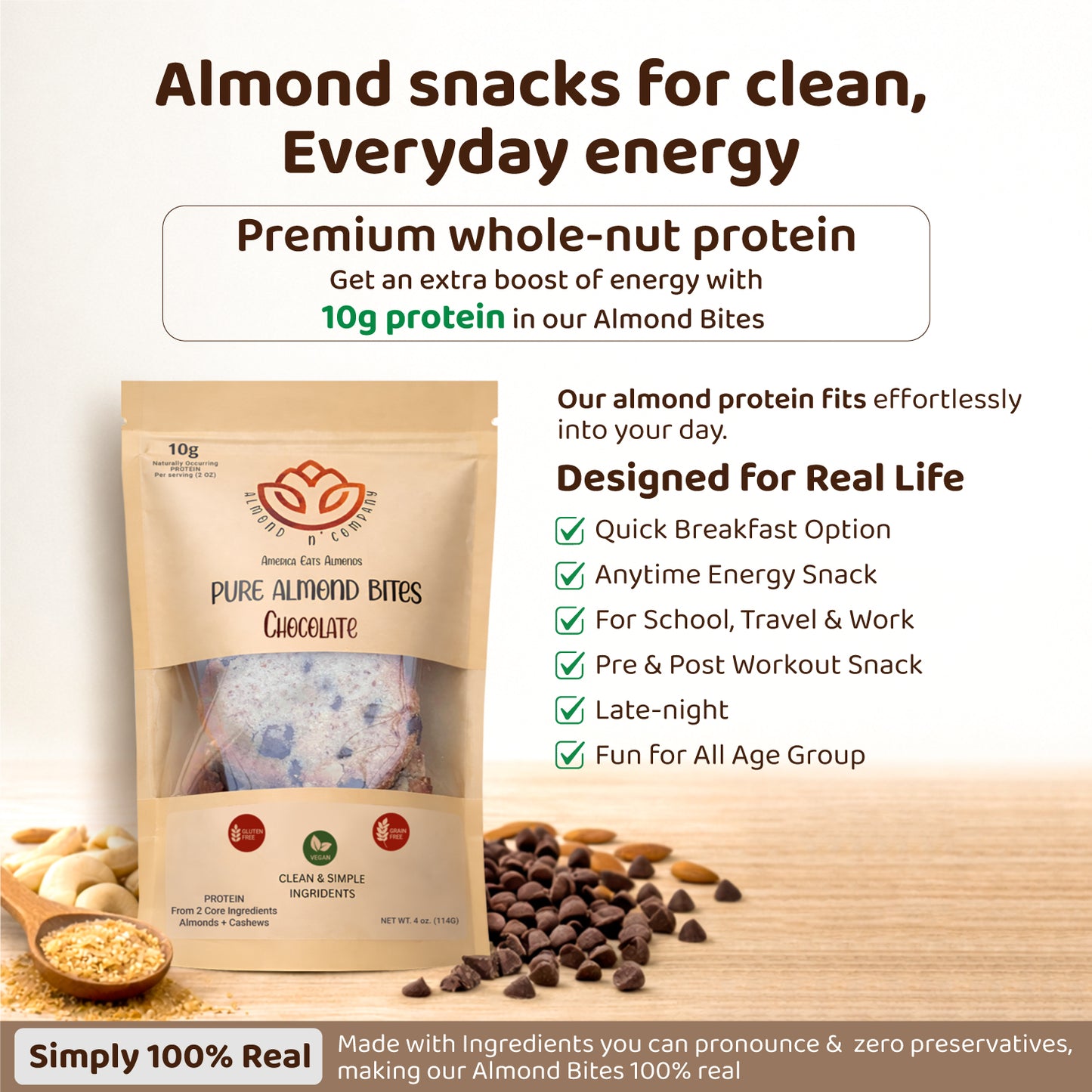 Pure Almond Bites Chocolate Chip - 2 Packs