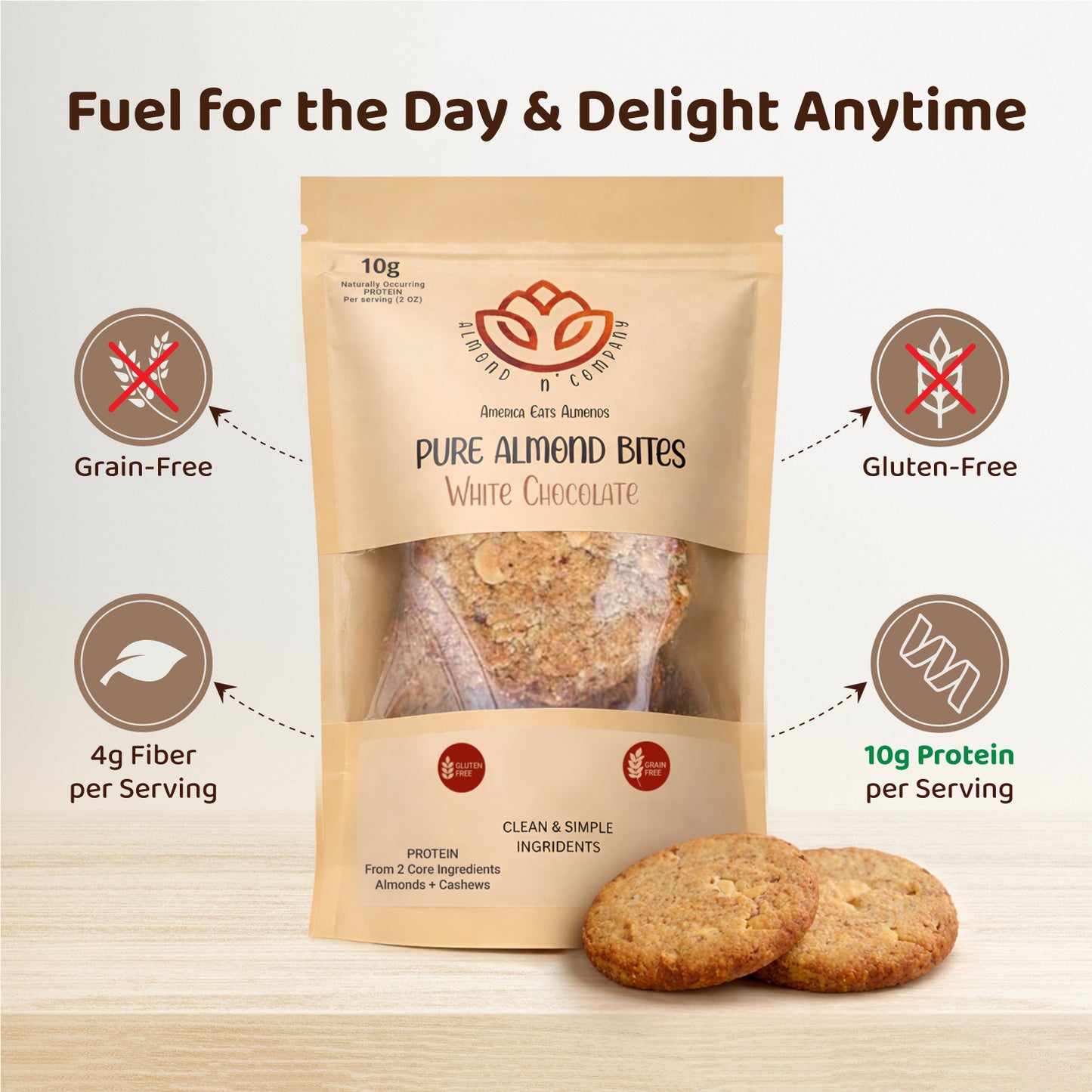 Pure Almond Bites White Chocolate Chips - 2 Packs