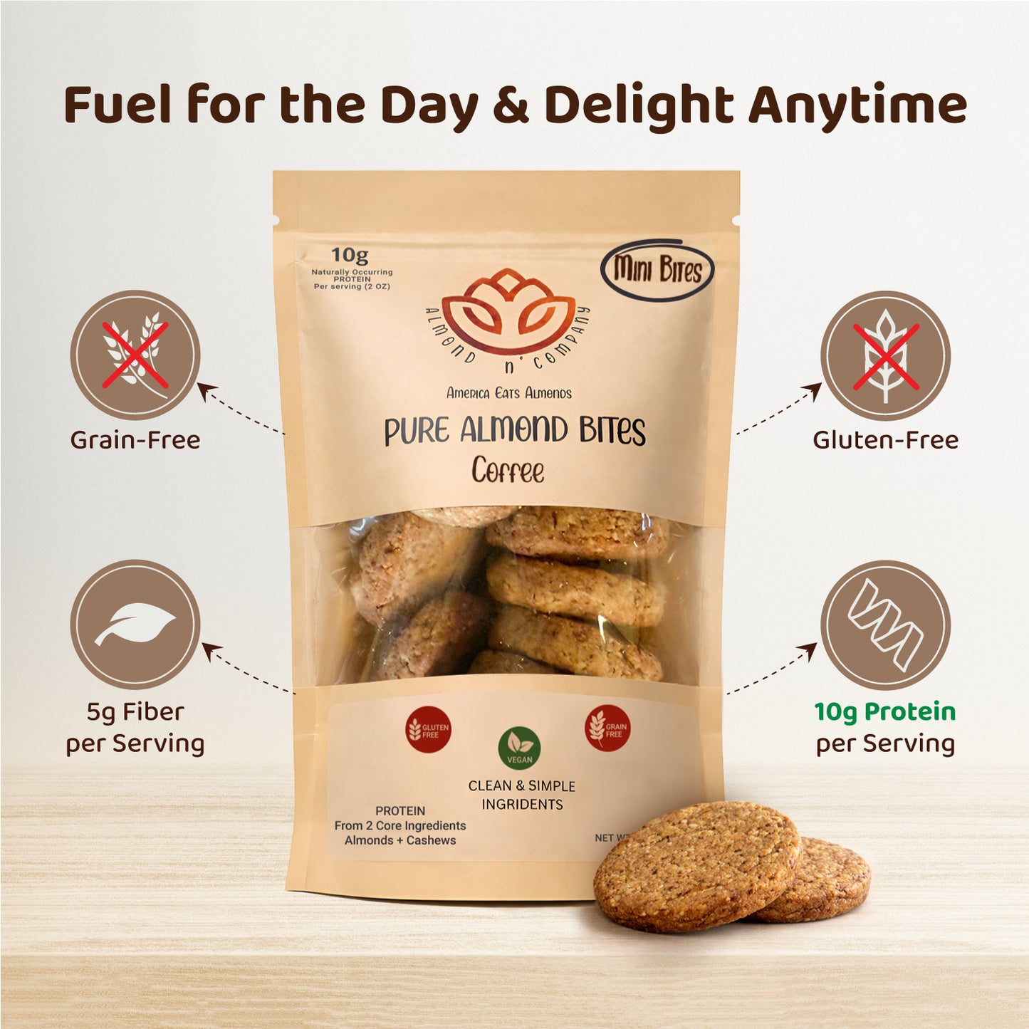 Pure Almond Bites Minis - Coffee (2 Packs)